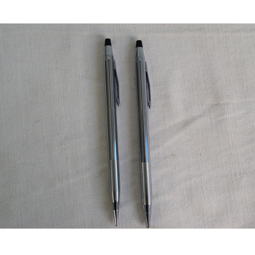 Cross Classic Century Pen and Pencil Set Silver Chrome Lustrous Office